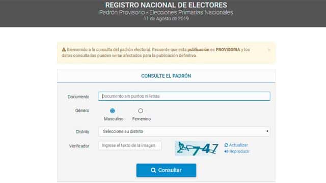 Ya se puede consultar en la web el padrón para las elecciones nacionales
