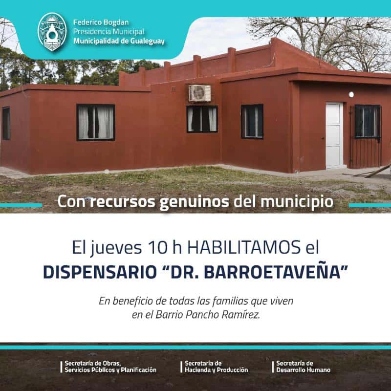 Se habilitará el Centro de Atención Primaria de Salud (CAPS) "Dr. Barroetaveña" ubicado el Barrio Pancho Ramírez
