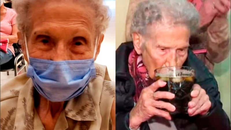 Tiene 100 años, se vacunó contra el covid y lo festejó con un fernet