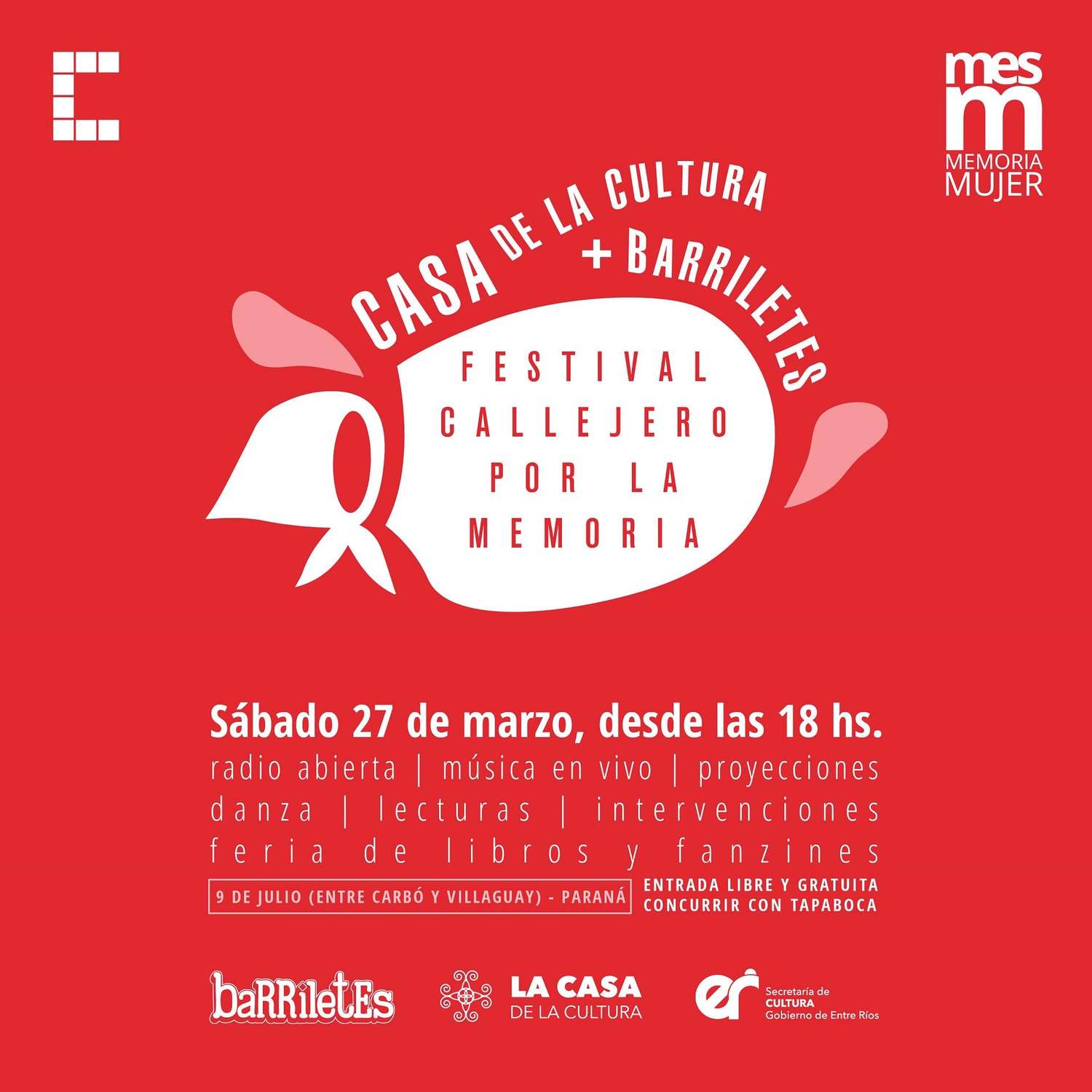 Realizarán un Festival Callejero por la Memoria en Paraná