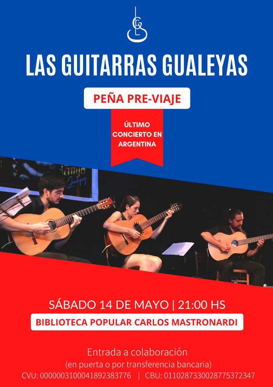 Las Guitarras Gualeyas realizarán una peña antes de viajar a Francia