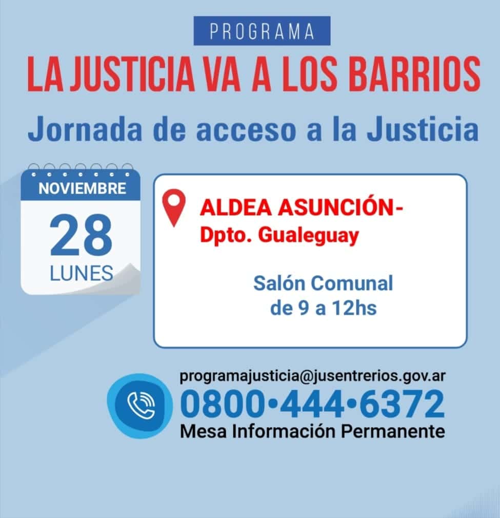 “La Justicia va a los Barrios” llega a Aldea Asunción