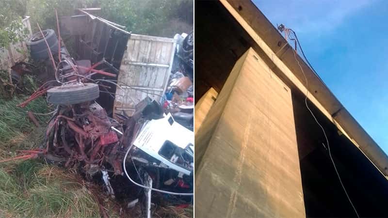 Camionero murió tras caer su vehículo desde puente en el complejo sobre Ruta 12