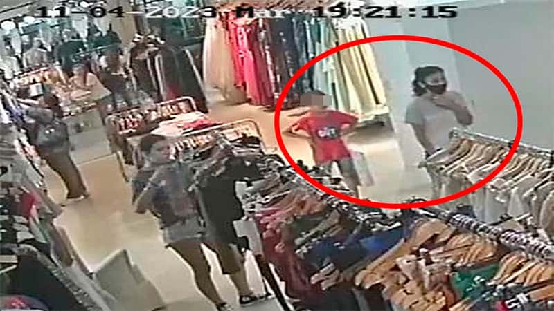 “Mechera” y su hijo de 8 años robaron 15 jeans de una tienda en cuatro minutos