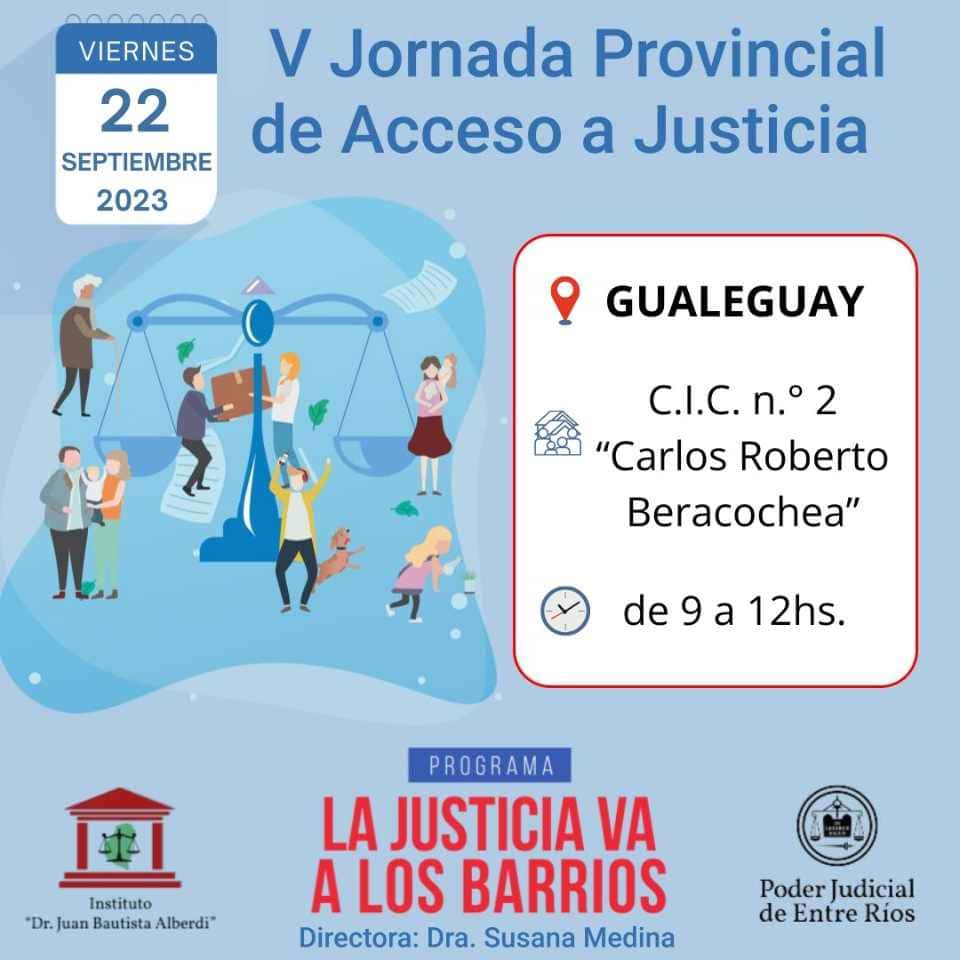 “La Justicia va a los Barrios”: Será el viernes la V Jornada provincial