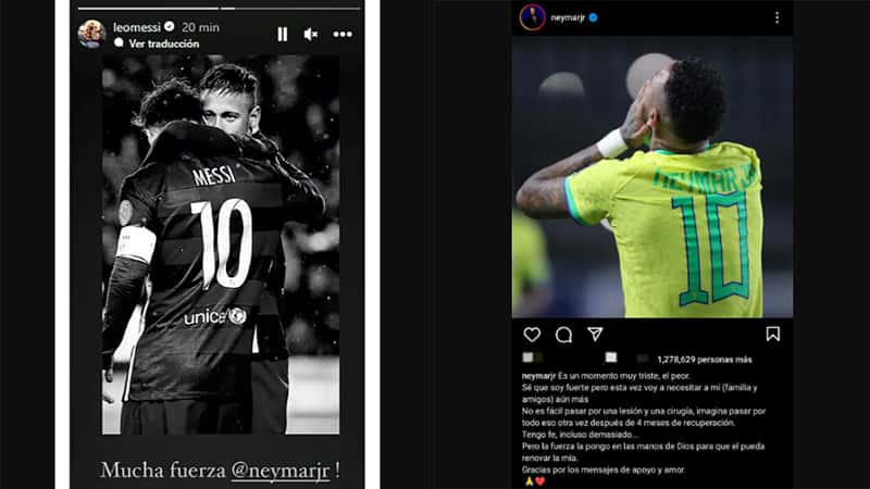 El triste posteo de Neymar tras confirmarse su lesión y el mensaje de Messi