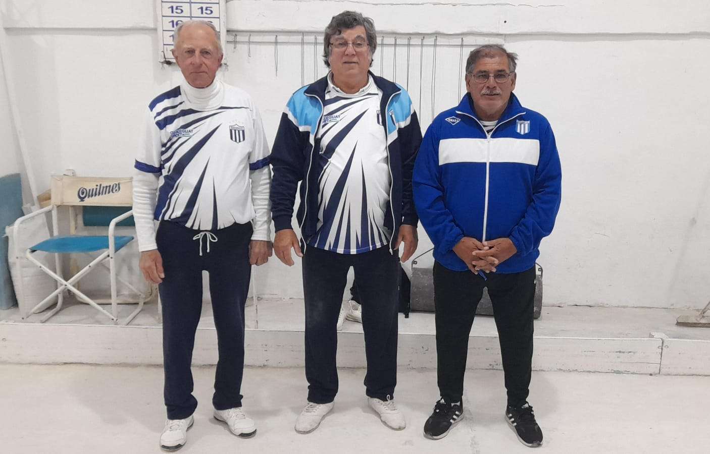 Néstor Machiavello, Miguel Cosso y Alberto Segovia, integrantes del trio de veteranos de Sociedad Sportiva.