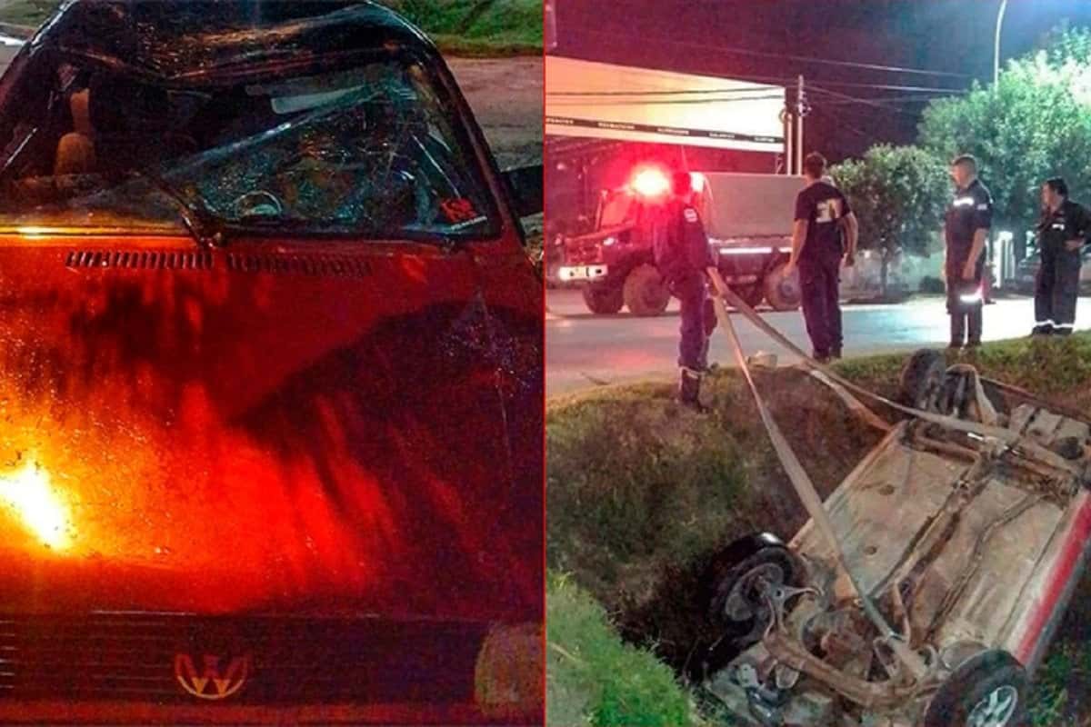 Gualeguay: Conductor alcoholizado volcó su auto en el zanjón