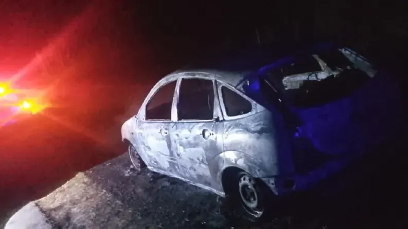 Un auto se incendió completamente en el Acceso 45 camino a Ibicuy: el conductor logró salir a tiempo