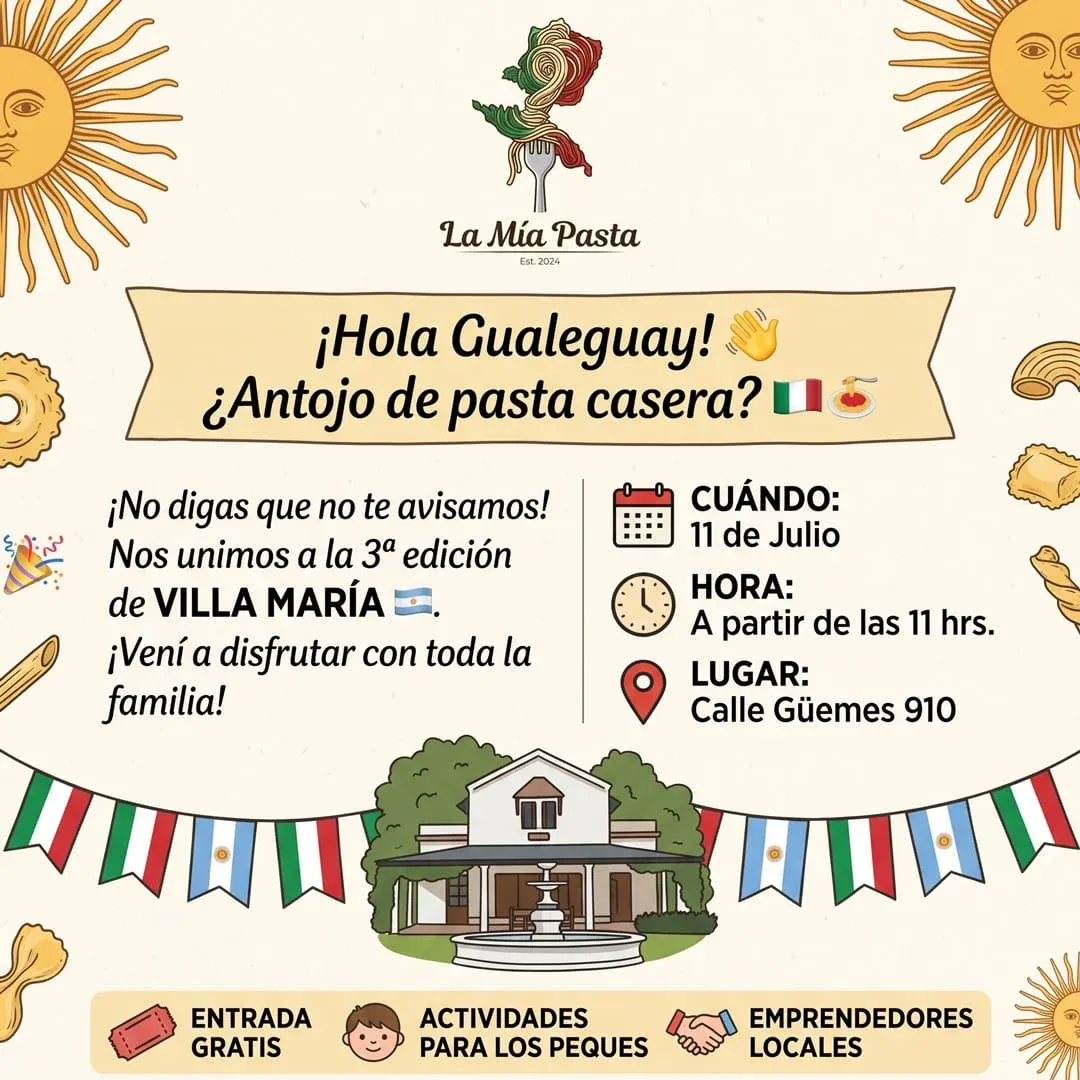 La Mía Pasta llevará el sabor de la pasta casera a la 3ª edición de Villa María